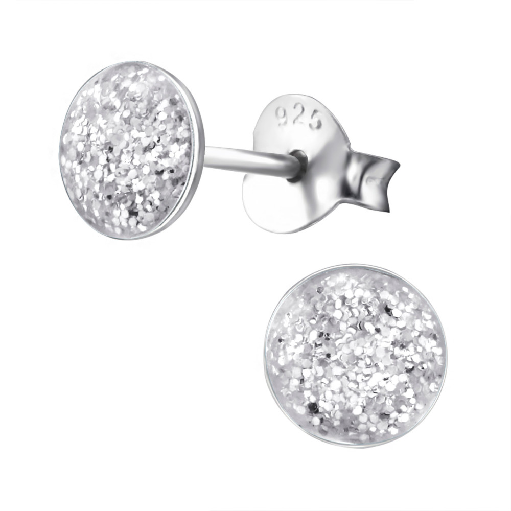 Glitteres kör ezüst gyerek fülbevaló Glitteres kör ezüst gyerek fülbevaló