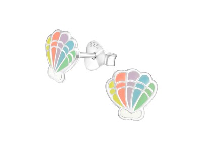 Szivárvány, kagylós fülbevaló, 1 pár