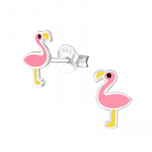 Flamingós ezüst fülbevaló, 1 pár