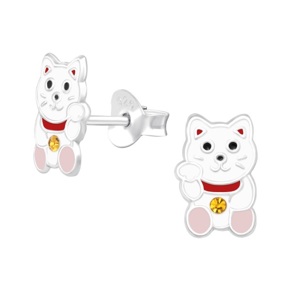 Kínai karate macska stift ezüstfülbevaló Kínai karate macska stift ezüstfülbevaló
