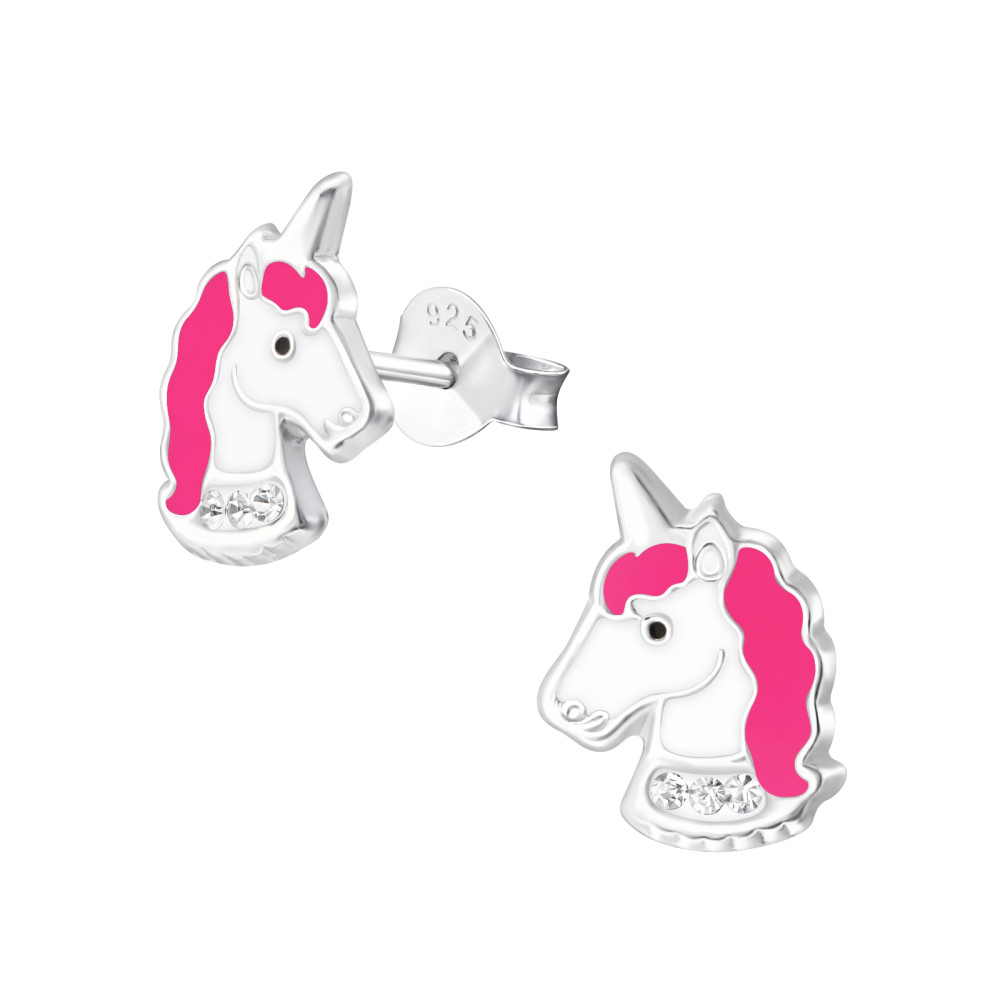 Pink, köves ezüst egyszarvú gyerek fülbevaló Pink, köves ezüst egyszarvú gyerek fülbevaló