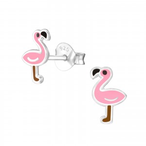 Flamingó fülbevaló, 1 pár, ezüst