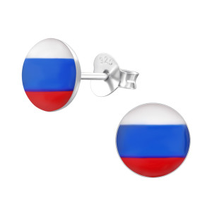 Kerek francia Zászló kislány fülbevaló, stift, színes, 925 ezüst