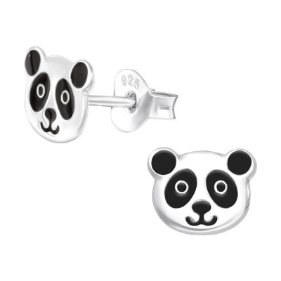 Pandamaci fej lányos fülbevaló, stift, színes, 925 ezüst