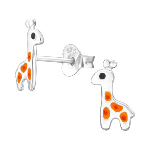 Zsiráf lányos fülbevaló, stift, színes, 925 ezüst