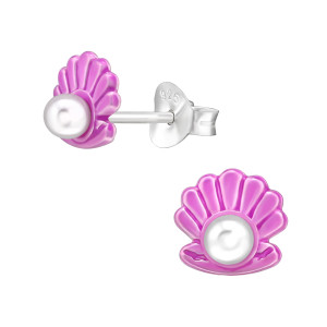 Kagyló gyerek stift 925 ezüst gyöngy fülbevaló
