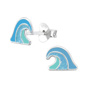 Hullám gyerek fülbevaló, stift, színes, 925 ezüst