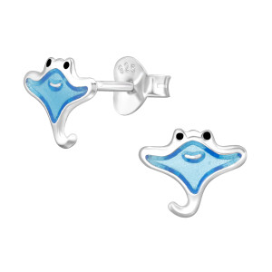 Rája kislány fülbevaló, stift, színes, 925 ezüst