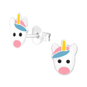 Boci fej lányos fülbevaló, stift, színes, 925 ezüst