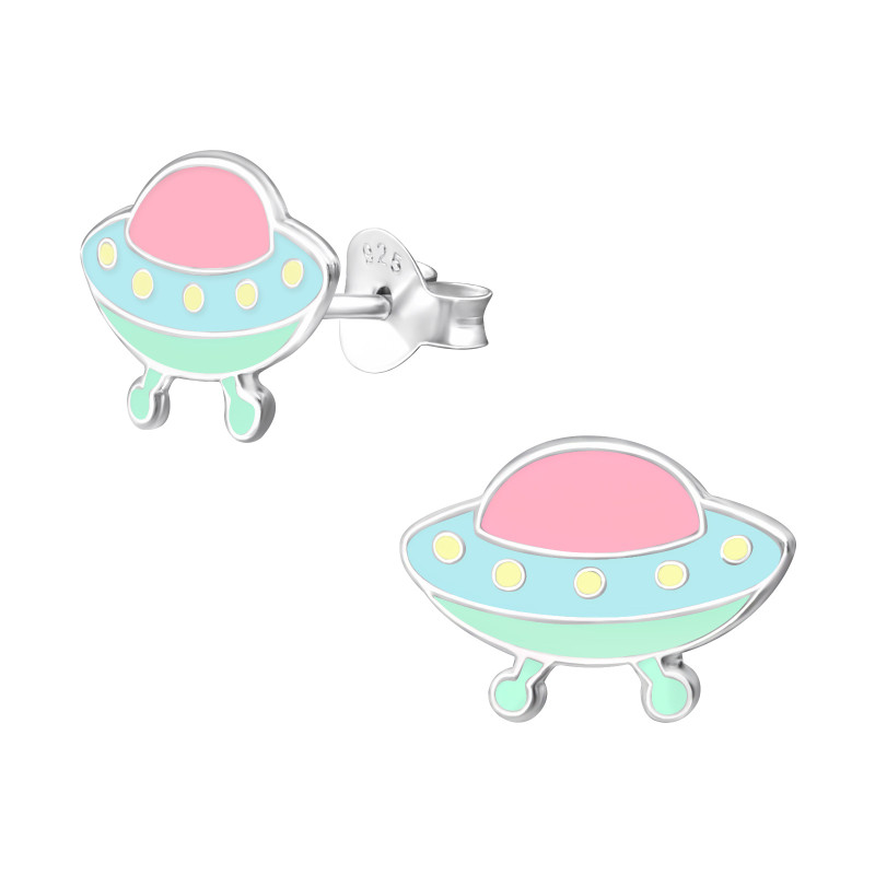 UFO kislány fülbevaló, stift, színes, 925 ezüst