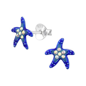 Tengericsillag gyerek stift 925 ezüst kristály fülbevaló