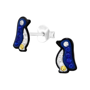 Pingvin gyerek stift 925 ezüst kristály fülbevaló Pingvin gyerek stift 925 ezüst kristály fülbevaló