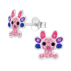 Axolotl kristály gyerekfülbevaló, 925 ezüst, stift - rózsaszín