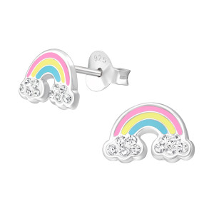 Pasztel szivárványos ezüst gyerek stift fülbevaló
