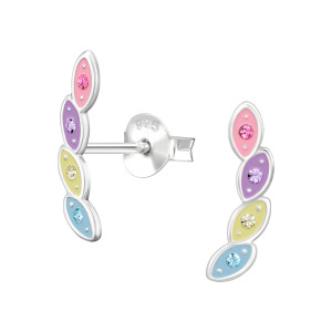 Színes levelek gyerek stift kristály fülbevaló 925 ezüst