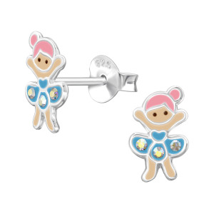 Kislány fülbevaló - táncos kislány ezüst gyerek fülbevaló kristályokkal