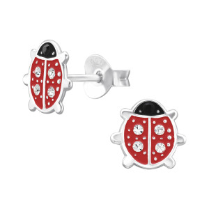 Katicabogár kristály stift ezüst gyerek fülbevaló