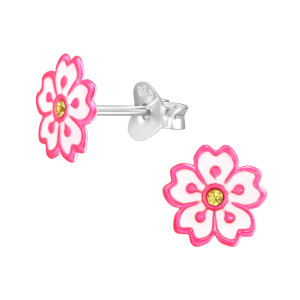 Százszorszép Virág kislány fülbevaló, stift, színes, 925 ezüst Százszorszép Virág kislány fülbevaló, stift, színes, 925 ezüst