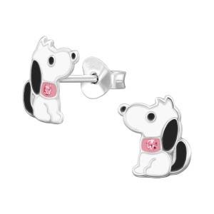 Kutya nyakörvvel aranyos gyerek ezüst fülbevaló