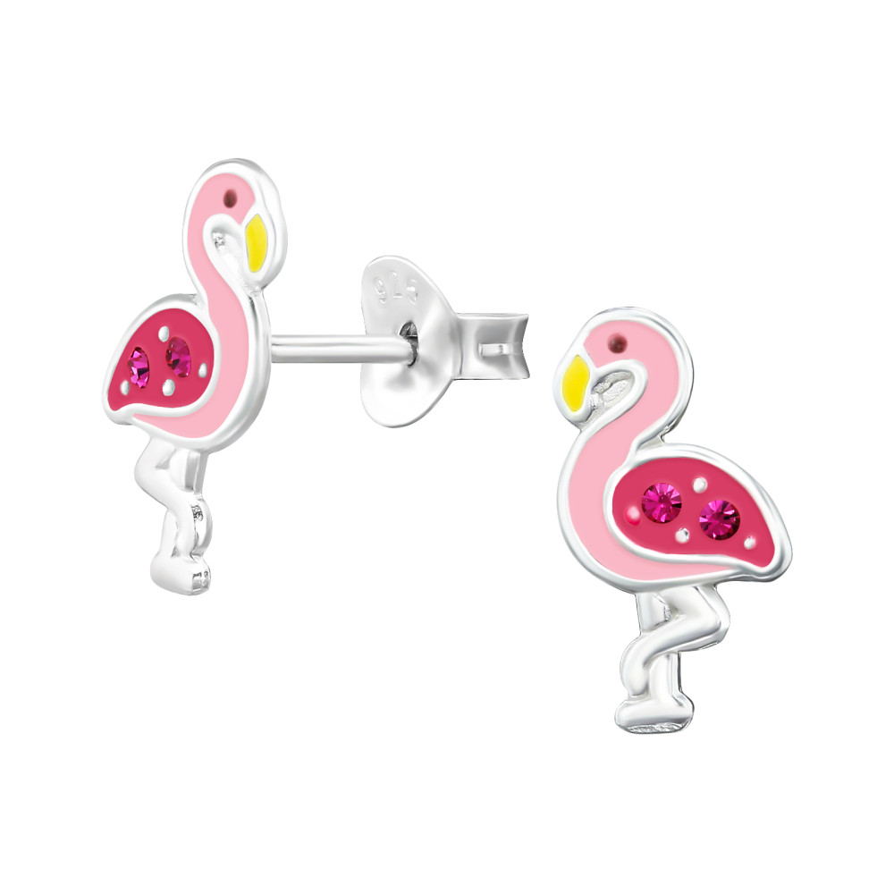 Flamingó kristály stift ezüst gyerek fülbevaló Flamingó kristály stift ezüst gyerek fülbevaló
