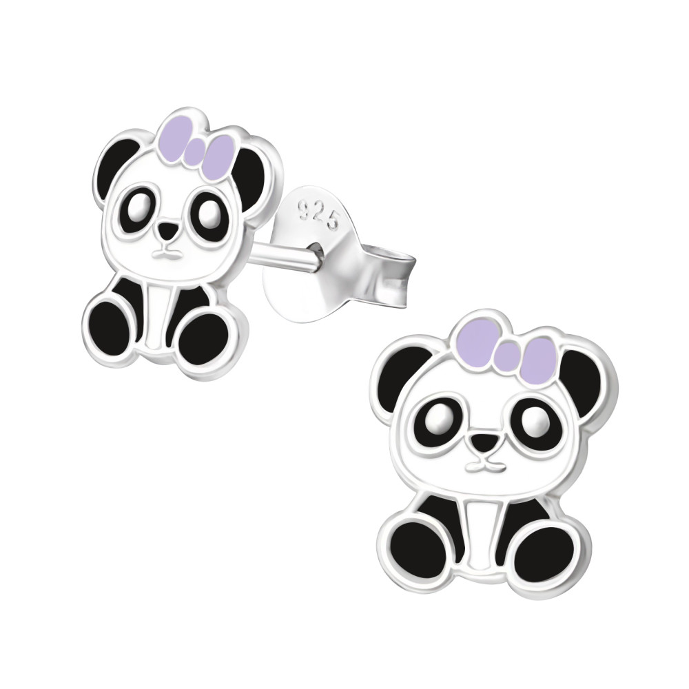 Pandamaci masnival kislány fülbevaló, stift, színes, 925 ezüst
