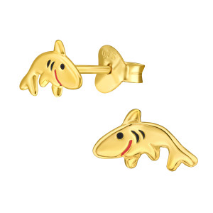 Cápa Aranyozott gyerekfülbevaló 925 ezüst, stift