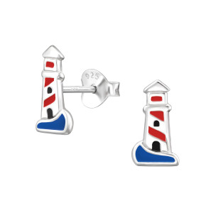 Világítótorony ezüst stift gyerek fülbevaló