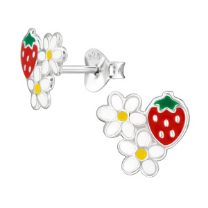 Eper viraggal ezüst gyerek fülbevaló