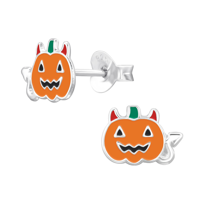 Halloweeni tökös 925 ezüst gyerekfülbevaló