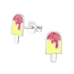 Jégkrém kislány fülbevaló, stift, színes, 925 ezüst