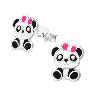 Pandamaci masnis kislány fülbevaló, stift, színes, 925 ezüst