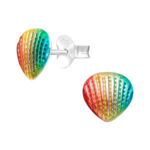 Szivárvány kagyló, ezüst kislány fülbevaló