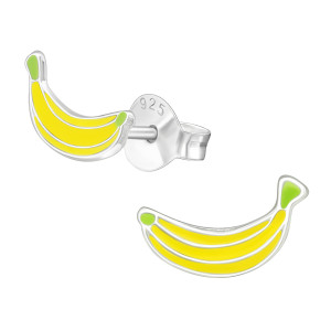 Banán kislány fülbevaló, stift, színes, 925 ezüst