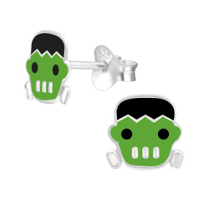 Frankeinstein lányos fülbevaló, stift, színes, 925 ezüst