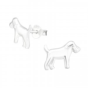 Kutya alap gyerek fülbevaló, stift, egyszínű, 925 ezüst, 1 pár