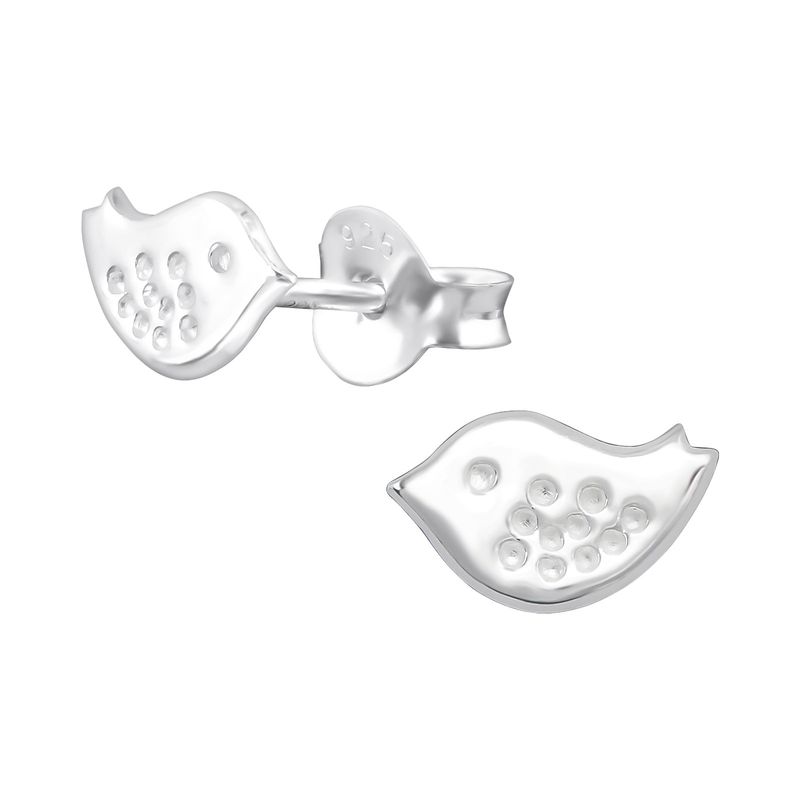 Madárka gyerek fülbevaló, stift, egyszínű, 925 ezüst