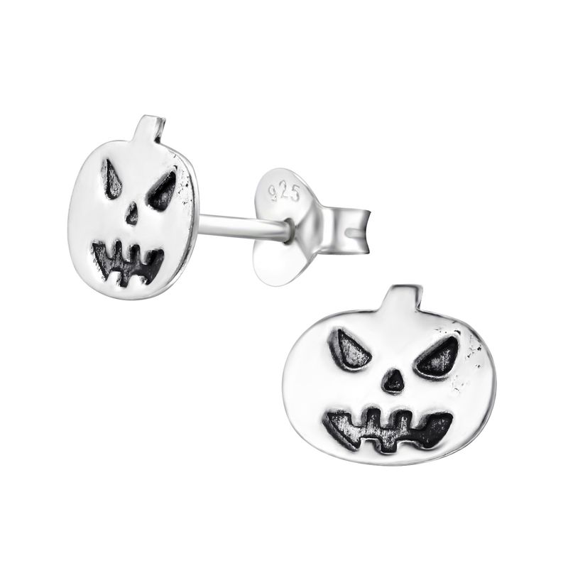 Halloweeni tök gyerek fülbevaló, stift, egyszínű, 925 ezüst