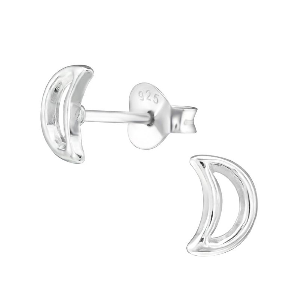 Hold körvonalas gyerek fülbevaló, stift, egyszínű, 925 ezüst Hold körvonalas gyerek fülbevaló, stift, egyszínű, 925 ezüst
