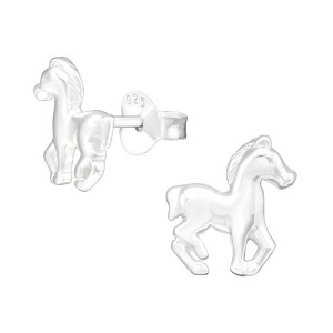 Ló gyerek fülbevaló, stift, egyszínű, 925 ezüst