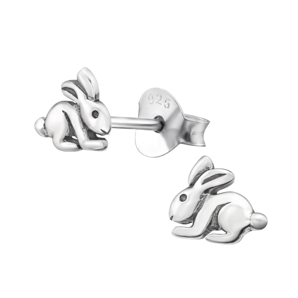 Nyúl mini gyerek fülbevaló, stift, egyszínű, 925 ezüst Nyúl mini gyerek fülbevaló, stift, egyszínű, 925 ezüst