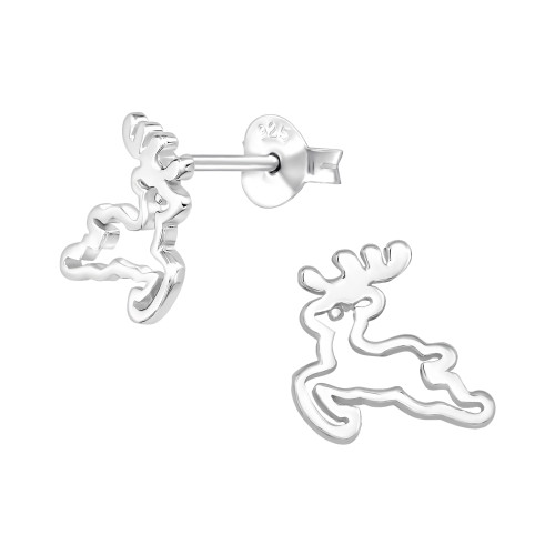 Őz körvonalas gyerek fülbevaló, stift, egyszínű, 925 ezüst Őz körvonalas gyerek fülbevaló, stift, egyszínű, 925 ezüst