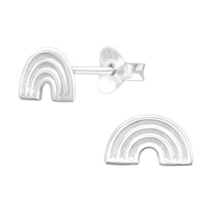 Szivárványos gyerek fülbevaló, stift, egyszínű, 925 ezüst