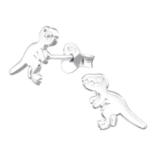 T-rex gyerek fülbevaló, stift, egyszínű, 925 ezüst