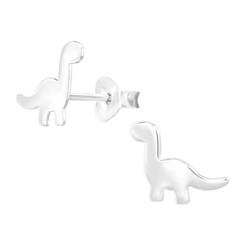 Brontoszaurusz dinoszaurusz gyerek fülbevaló, stift, egyszínű, 925 ezüst