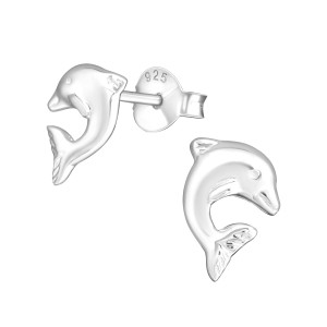 Delfines gyerek fülbevaló, stift, egyszínű, 925 ezüst