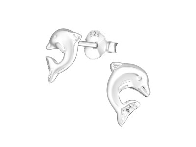 Delfines gyerek fülbevaló, stift, egyszínű, 925 ezüst Delfines gyerek fülbevaló, stift, egyszínű, 925 ezüst