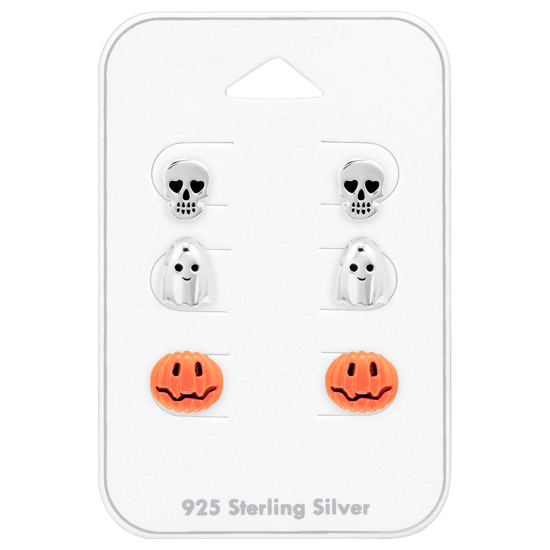 Halloweeniezüst gyermek kislány ékszer szett - 3 pár