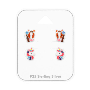 Lovas kislány ékszer szett, színes fülbevaló