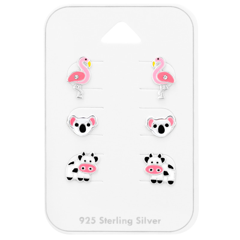 Flamingó, koala, boci gyerek ékszer szett, stift fülbevaló szett, 925 ezüst