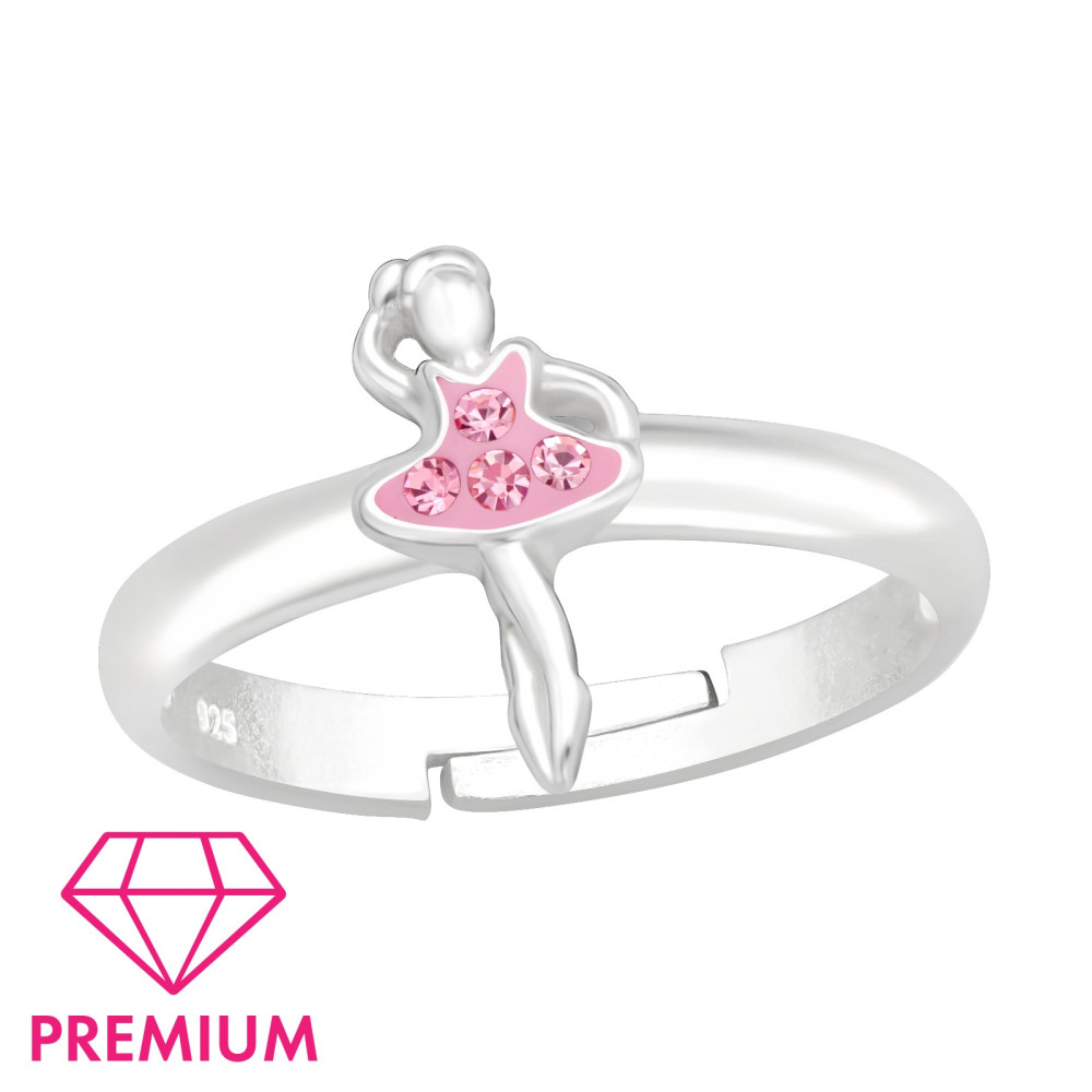 Pink balerinás állítható gyerek prémium ezüst gyűrű Pink balerinás állítható gyerek prémium ezüst gyűrű